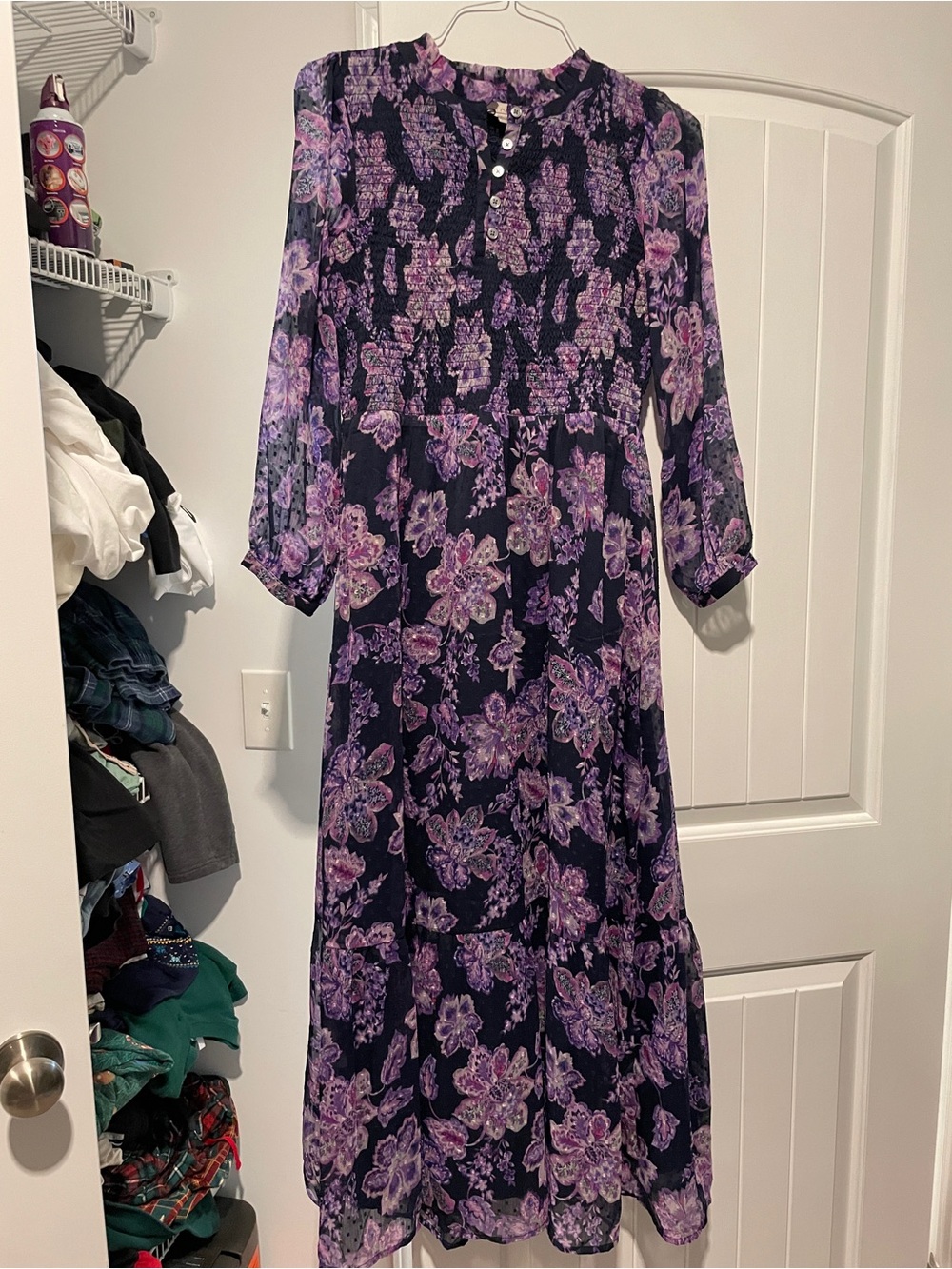 LOFT Purple Floral Maxi Dress